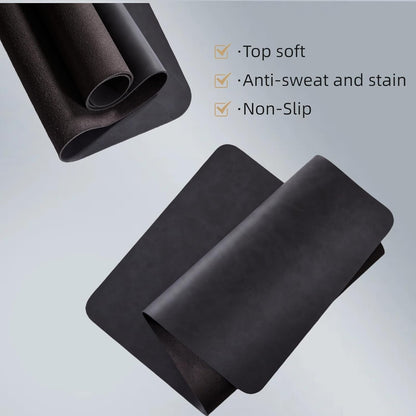 Leather Desk pad for Computer and laptops, Ideal for Gaming and Office use, Large Mouse pad and Keyboard mat,Desk mat Special for Man. A complimentary Wrist pad and Phone Stand.(Black, 15.7"x 31.5")