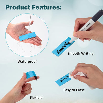 LLPT Dry Erase Magnetic Labels 2" x 4" 50 Packs Blank Writable Magnet Stickers Reusable for Refrigerator Shelf Whiteboard Toolbox Craft and Other Metallic Surfaces Blue (DML2040BL)