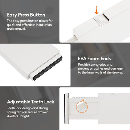 Lifewit 20 Pack Drawer Dividers 4" High, 11-17" Adjustable Dresser Drawer Organizers for Clothes, Expandable Dresser Separators in Bedroom/Bathroom/Kitchen/Vanity/Office Organization and Storage,Beige