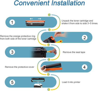 650A Toner Cartridges(with Chip) 4 Pack Compatible with 650A Toner Cartridges CE270A CE271A CE272A CE273A for Enterprise CP5525 CP5520 M750 Printer (Black Cyan Magenta Yellow)
