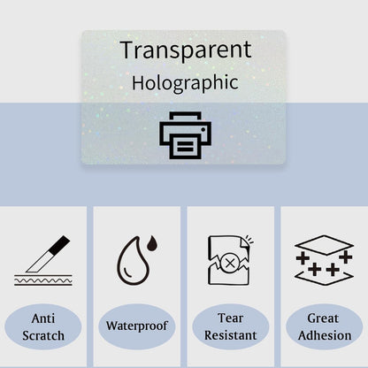 STARLIBOO Transparent Stickers Labels -1" x 2-5/8" Clear Address Labels Mailing Stickers for Laser/Inkjet Printer 8.5"×11"- 20 Sheet (Clear Holographic Star)