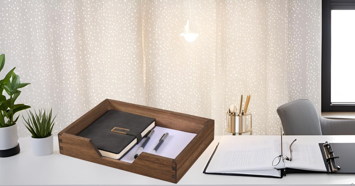 Wood Letter-Size Tray for Office Desktop Organizer - Wooden Front-Load Documents Tray for Mail, Paper, File, Magazine, Pen,Notebook Storage Paper Holder Trays Dark(DGTU-DK)