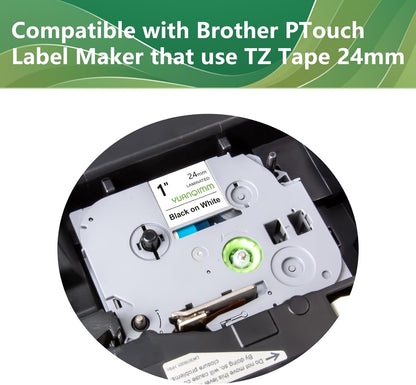 Compatible with Brother TZe-251 TZe TZ Tape 24mm 0.94 Laminated White TZe251 TZ-251 Replacement for PTouch 1 Inch Label Maker Tape for P Touch PTD600 PT-P710BT, 4 Pack