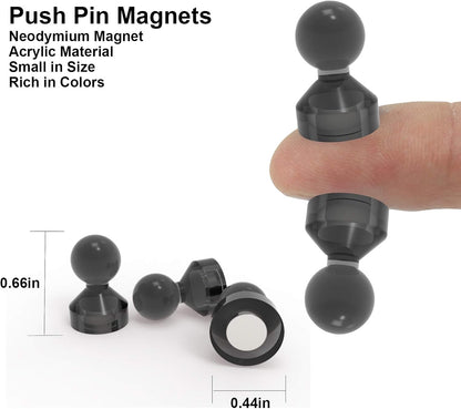 Ant Mag Magnetic Push Pins Strong Push Pin Magnets for Fridge Whiteboards Calendars Maps in School & Office Pack of 18 Black
