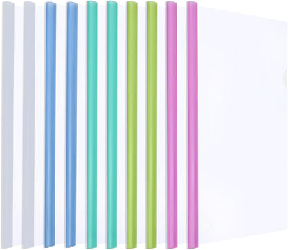 M&G 10 Pack Report Covers with Sliding Bar, 8mm Clear Report Covers for A4 and Letter Size Paper, 60 Sheet Capacity, Presentation File Folder Document Binder for School Office (Colored Sliding Bar)