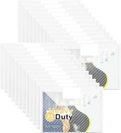 24 Pack, Clear Plastic Envelopes File Folders, HeavyDuty Document Holder with Label Pockets for Letter and A4 Size, Document Folder for School Home Work Office Organizer (24)