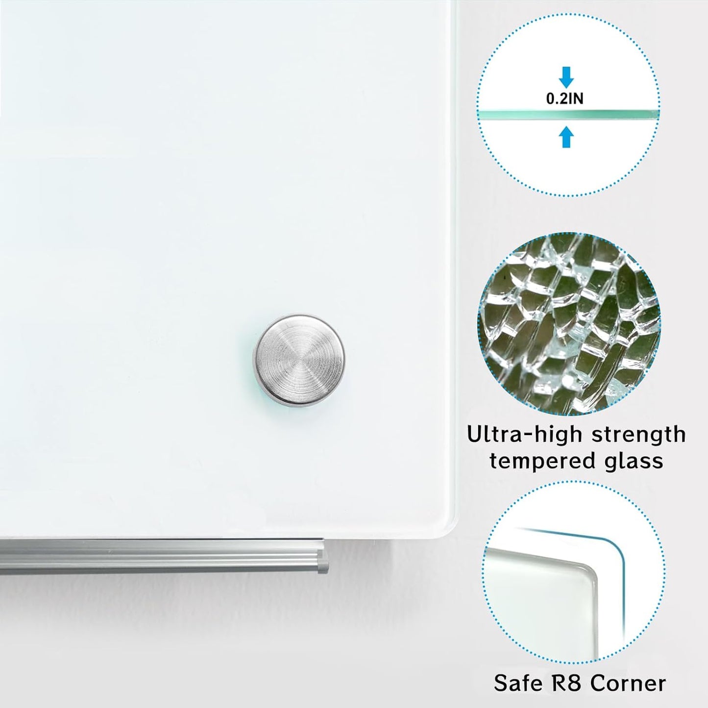 KIZZBY Glass Dry Erase White Board - Magnetic Boards for Wall, 72"x48" Large Frameless Whiteboard for Office, Home & School