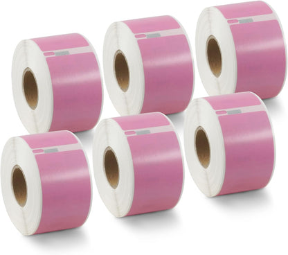 BETCKEY Colored Labels Compatible with Dymo 30321 (1-4/10" x 3-1/2") Large Address Labels, Compatible for Dymo LabelWriter Thermal 450, 4XL & Zebra Desktop Printers [6 Rolls, 1560 Labels, Pink]