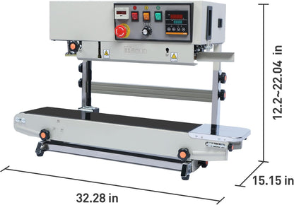 U.S. Solid Vertical Automatic Continuous Sealing Machine with Digital Temperature Control, Vertical Band Sealer for 0.02-0.8mm PVC Bag Films Stamp Coding 110V/60HZ