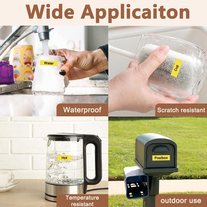 Hehua Tape Tze Tz 9mm 0.35 Laminated Yellow Compatible for Brother P-Touch TZe-621 TZe621 TZ-621 TZ621 Tape for Ptouch PT D210 D220 D200 D610 H110 1880, 3/8'' x 26.2ft Black on Yellow, 3 Pack