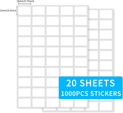 Multi-Use Removable Labels, 1/2" x 3/4",1000 PCS Blank Labels Total,Water/Oil/Tear Resistant/Ink Won't Smudge No Residue