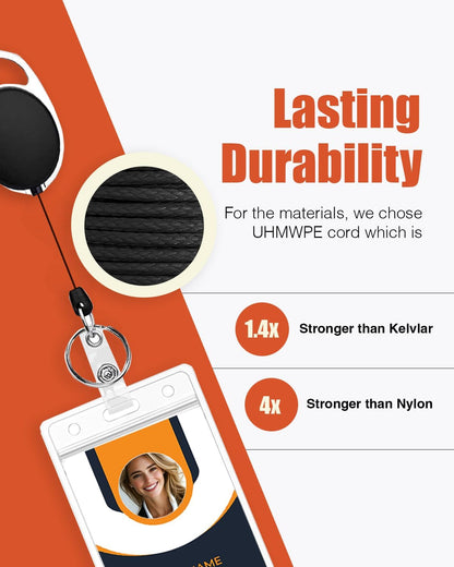 Retractable ID Badge Holder with Clip Badge Reels, Clear ID Card Holder (2 Pack)