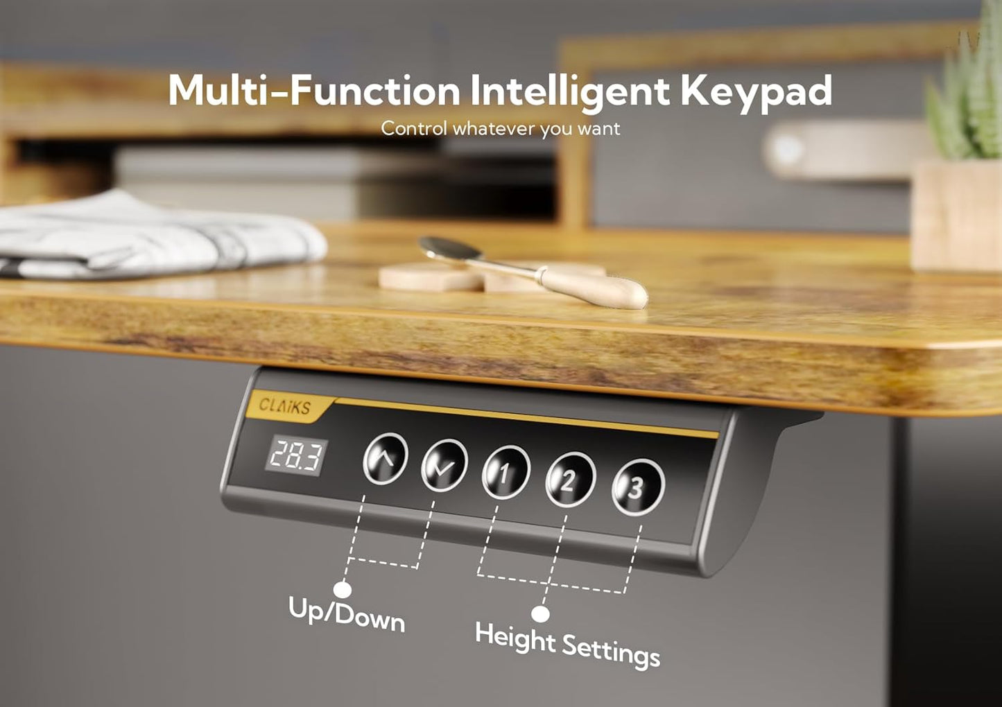 YDN Rustic Brown 2-Tier Adjustable Electric Standing Desk, 59 inch, Modern Design with 2 Drawers, Felt Fence, Hook, for Office