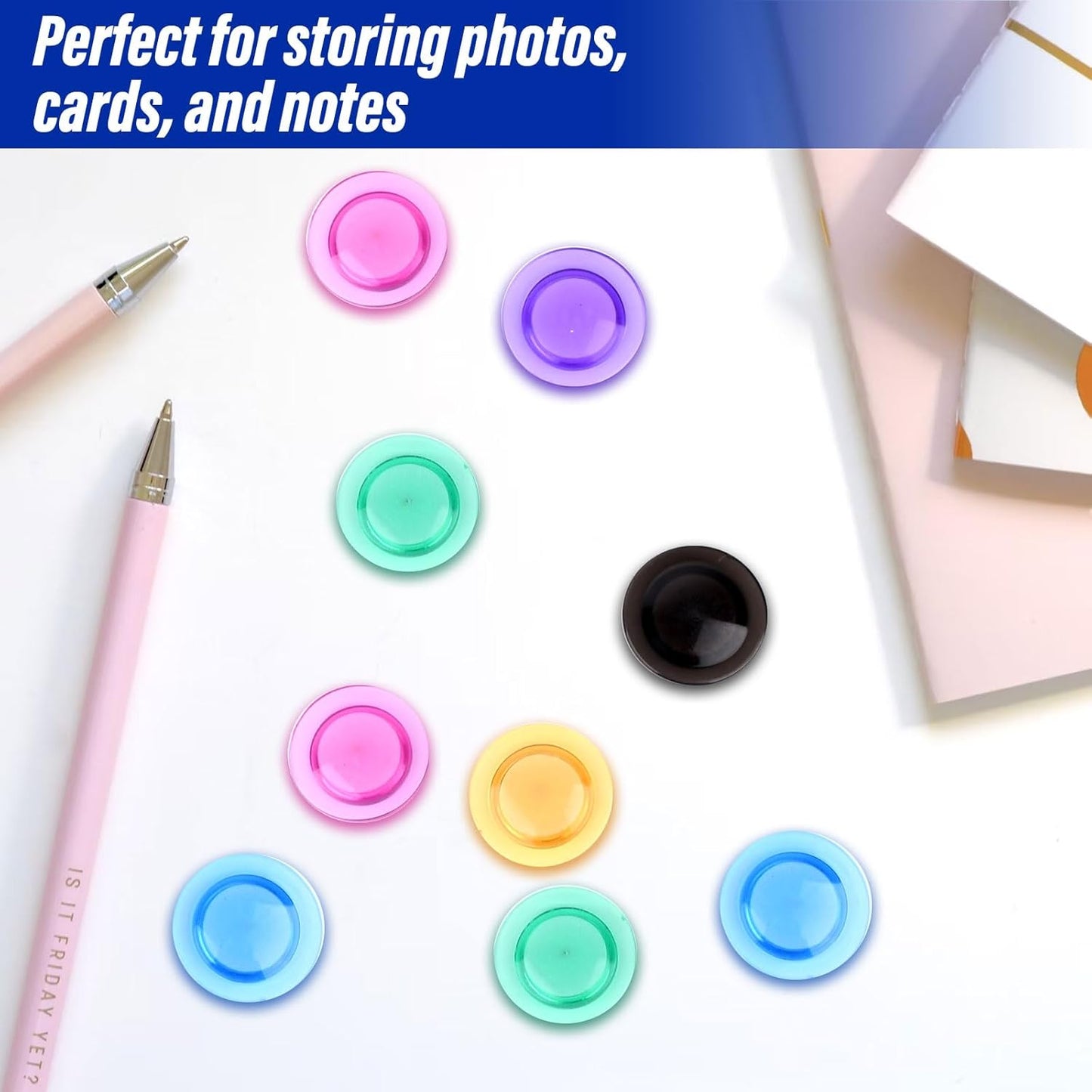 42 Pack Fridge Magnets,30MM Refrigerator Magnet, 7 Colors Colorful Locker Magnets, Strong Small Magnet for Whiteboard, Map, Kitchen, Office