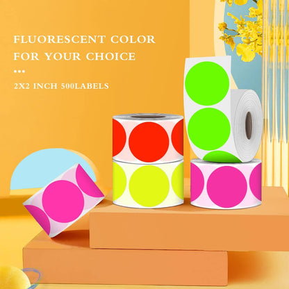 PARLAIM 2" Round Circle Dot Sticker 500pcs Color Coded Labels Permanent Adhesive Writable Surface for Inventory Storage Organizing Moving, Fluorescent Pink