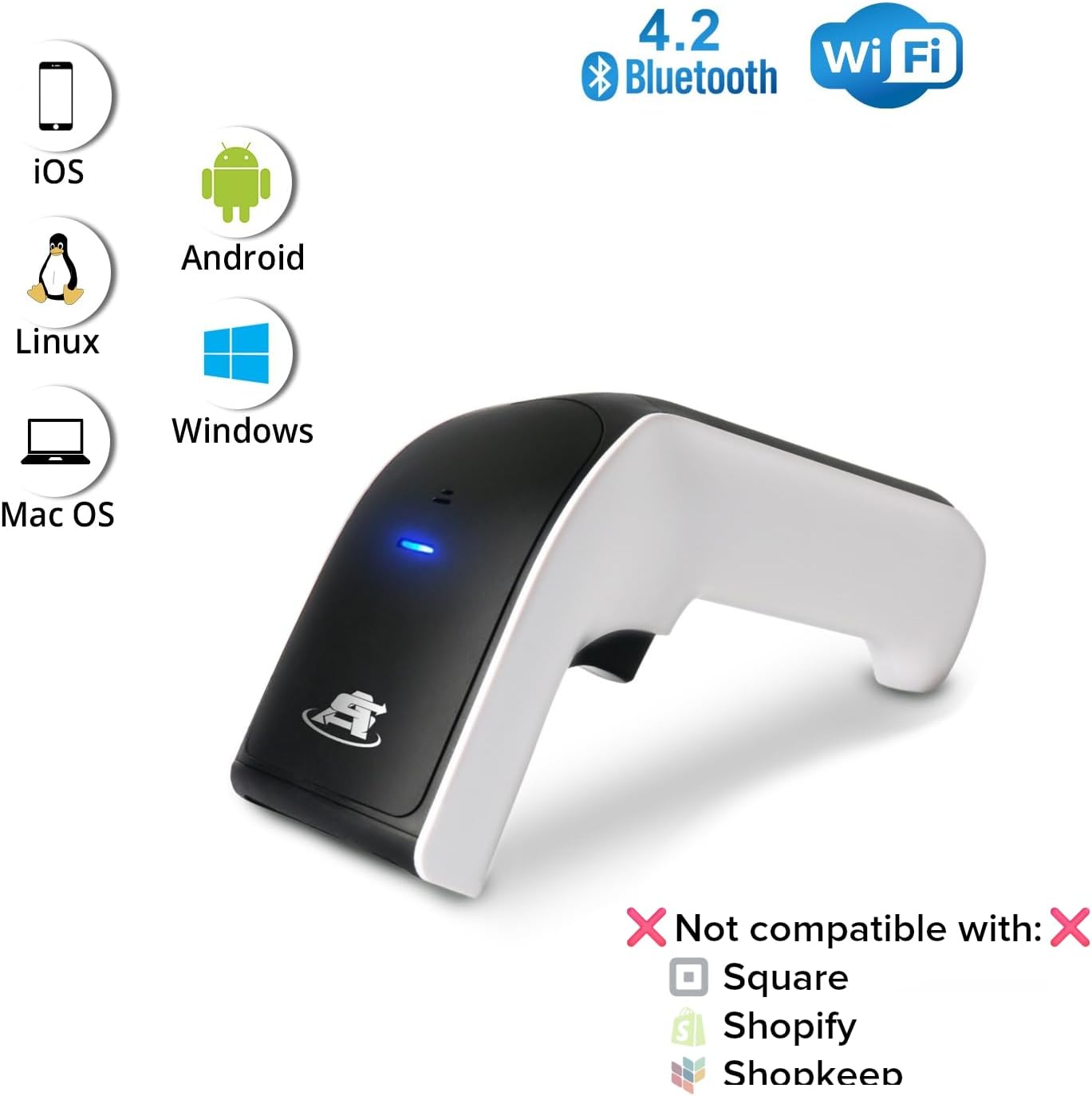 ScanAvenger Wireless Portable 1D&2D Bluetooth Barcode Scanner: Hand Scanner 3-in-1, Cordless, Rechargeable Scan Gun for Inventory - USB Bar Code/QR Reader (1D&2D with No Next Gen Stand)…