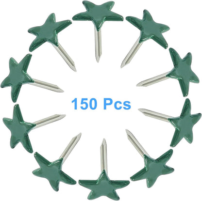 Piutouyar 150 Pcs Star Push Pins, Dark Green Upholstery Tacks Star Shaped Decorative Thumb Tacks Metal Upholstery Pins for Upholstered Furniture Cork Board DIY Projects or Home Decor 11 x 13mm