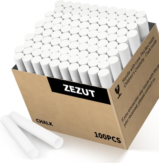 White Chalk 100PCS, Low Dust Chalks Stick Bulk for Chalkboard Blackboard Non-Toxic