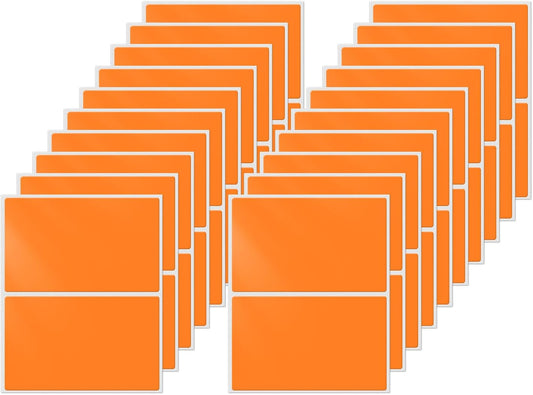 Rectangle Label Stickers 3×2 Inch Vinyl Removable Orange Sticker Waterproof Writable File Folder Moving Labels for Boxes Home Office Labeling 40 PCS