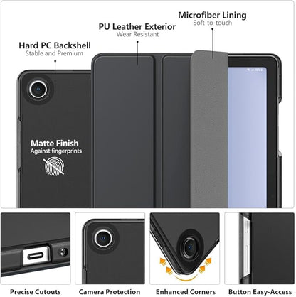 MoKo Case for Galaxy Tab A9+/A9 Plus 11 inch 2023, Slim Stand Protective Smart Cover with Hard PC Translucent Back Shell for Tab A9 Plus Tablet (SM-X210/X216/X218), Auto Wake/Sleep, Space Gray