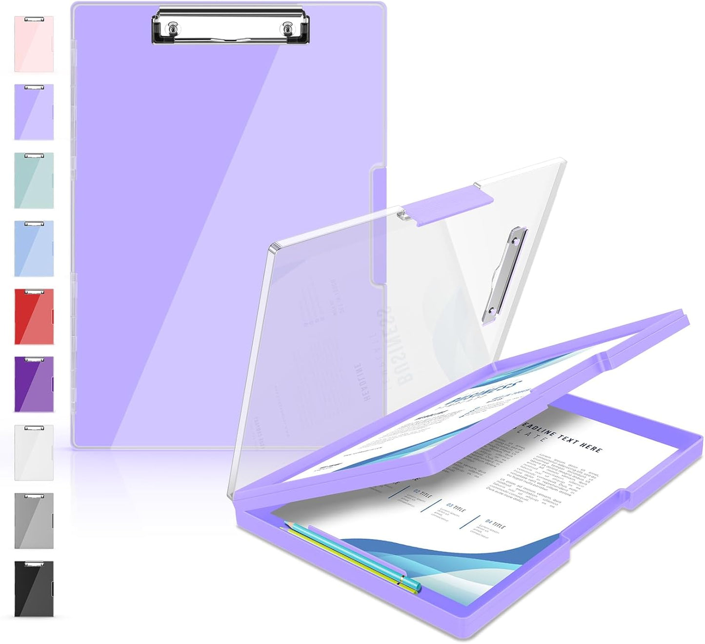 Sooez Clipboard with Storage, Heavy Duty Cleaview Clip Boards 8.5x11 with Dual Storage, Dry Erase Plastic Nursing Clipboard, High Capacity Clipboards Folder for Teacher Nurse, School & Office Supplies