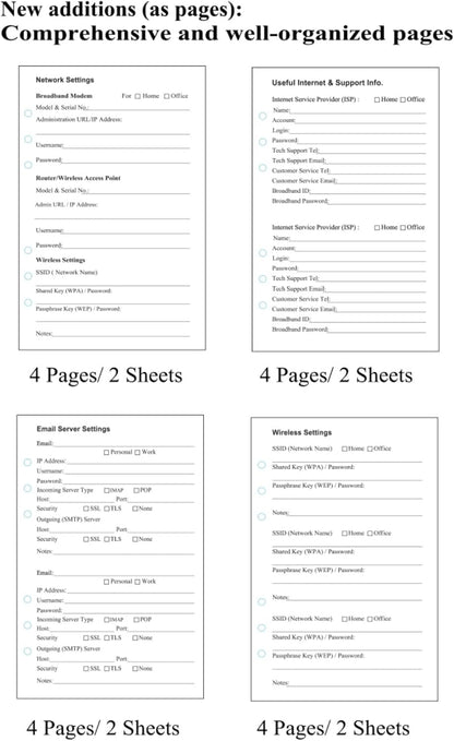 BTSFTOGET Password Book Refill Pages 212 Replacement Pages Internet Log Book, 8.2x5.6in, Large Print 576 Entries Durable Divider with Alphabetical Tabs, For Men Women Seniors Home Office Use