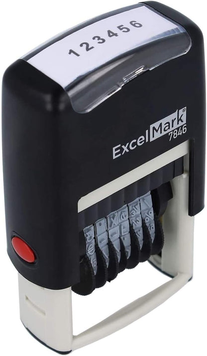 ExcelMark Number Stamp, Self Inking, Red Numbering Stamp, 6 Digit