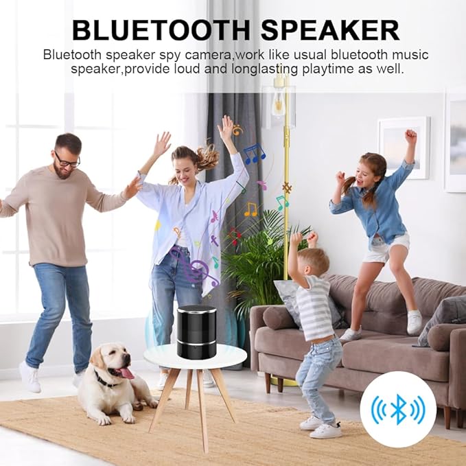 Security WiFi Camera in Bluetooth Speaker with 240° Viewing Angle,Wireless Security Cameras,Dome Cams Phone App,Hd 1080P,Motion Activated for Home Offices Store(2.4G /5G)