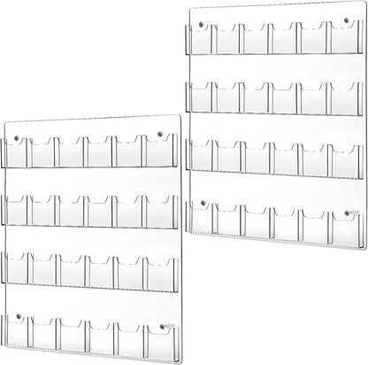 Weysat Acrylic Brochure Pamphlet Holder Brochure Display Stand Business Tri Fold Multi Slot Holder Rack Wall Mount Clear Pocket Space Saver for Flyer Literature Menu Advertise(2 Pieces)