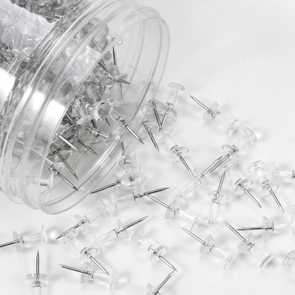 Yalis Push Pins 600 Count, Standard Clear Thumb Tacks Steel Point and Clear Plastic Head