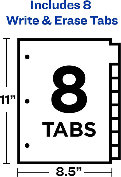 Avery 8-Tab Binder Dividers, Write & Erase White Big Tabs, 48 Sets (23078)