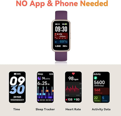 Pedometer Watch No App/Phone Required Slim Fitness Tracker, 30 Meters Waterproof 1.47'' Smart Watch, Heart Rate & Blood Oxygen Monitor Step Counter for Men Women