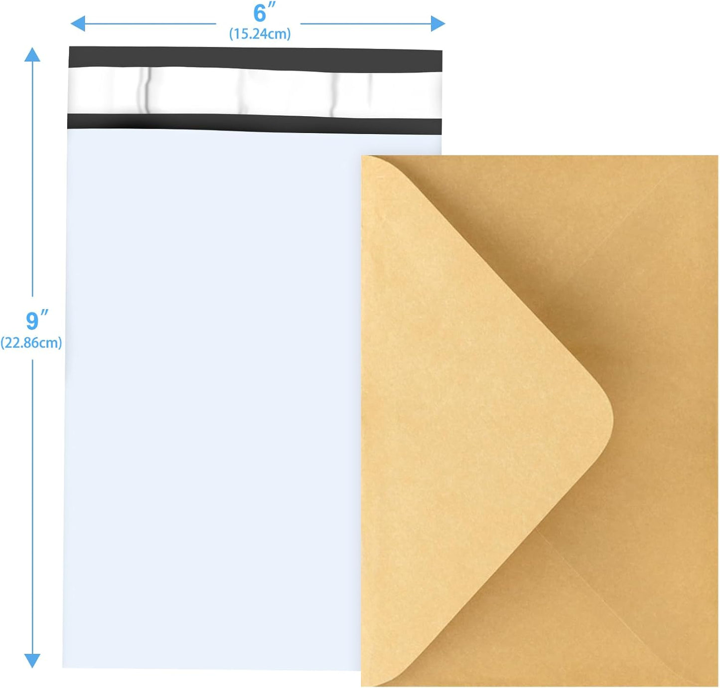 120-Piece White Poly Mailers - 6x9 Inch Shipping Envelopes with Self-Adhesive Seal, Waterproof and Tear-Proof Postal Bags