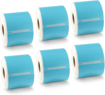 BETCKEY Colored Labels Compatible with Dymo 30857 (2-1/4" x 4") Visitor Name Tag Badge Labels, Compatible for Dymo LabelWriter Thermal 450, 4XL & Zebra Printers [6 Rolls, Light Blue]