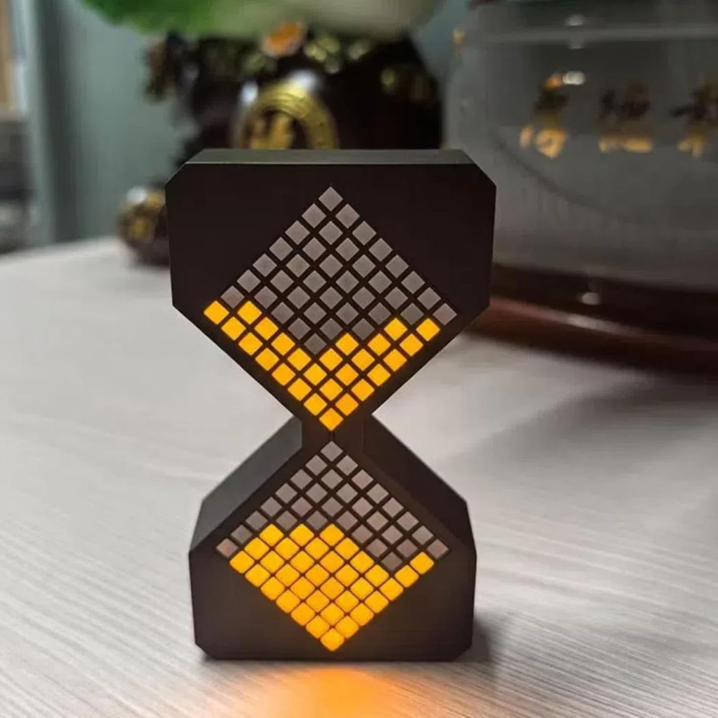 Digital Hourglass 1-30 Minute Freely Adjustable Gravity Timer Dynamic Flow Cube Led Night Light Hourglass Timer for Classroom Home Office Cooking (Black, Yellow Light Source)