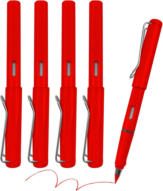 Everlasting Checking Pencils Red Erasable Pencils Correcting Pencils with Erasers for Checking Map Marking Coloring Tests Grading 4 Pack