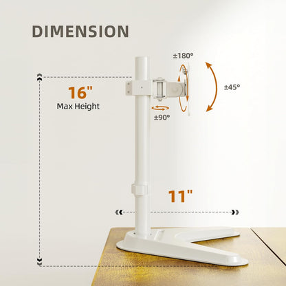 Claiks Monitor Mount, Ergonomic Adjustable Monitor Stand for Max 32 inch Screens, Adjustable Stand up to 20 lbs, VESA Mounting Holes 75&100mm, White