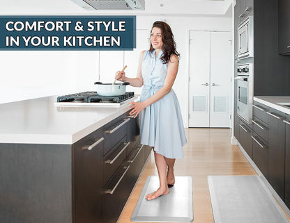 ComfiLife Anti Fatigue Floor Mat – 3/4 Inch Thick Kitchen Mats for Floor, Standing Desk Mat, Kitchen Rug – Comfort at Home, Office – Durable – Stain Resistant – Non-Slip Bottom (20" x 32", Silver)