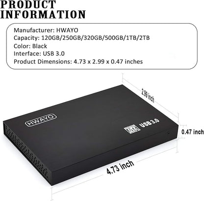 2.5'' 1TB Ultra Slim Portable External Hard Drive USB3.0 HDD Storage for PC/Desktop/Laptop/MacBook/Chromebook/Xbox One (Black)