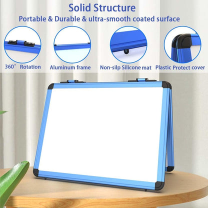 4 Sided Foldable Whiteboards Calendar, 17"x13" Desktop Whiteboard, Integrating with Monthly and Weekly Planner, Multi-Functional Whiteboard Suitable for Home, School and Office.