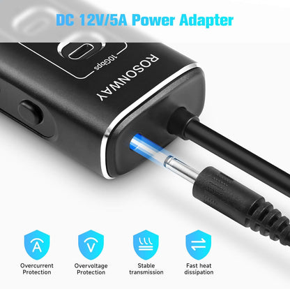 Rosonway 10-Port Powered USB 3.2/USB C Hub 60W with 3x10Gbps USB-3.2 Ports (2C + 1A), 4 USB 3.0 Data Ports, 1 USB-C PD and 2 USB-A Fast Charging Ports, Aluminum USB Splitter for Laptop/PC, RSH-A10QPD