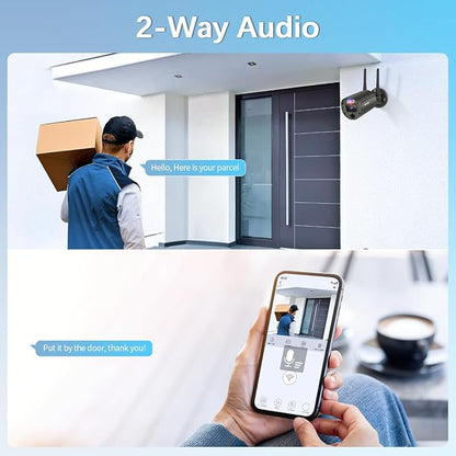 【2-Way Audio & 90 Days Storage】 Wireless Security Camera System, Wireless Cameras for Home Security, Outdoor WiFi Video Surveillance Systems