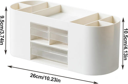 INSTOME Pencil Pen Holder for Desk with 3 Drawers - All-In-One Desk Organizer - Perfect Desk Accessories for Office Use - Stylish & Convenient Desk Organizers and Accessories (Beige)