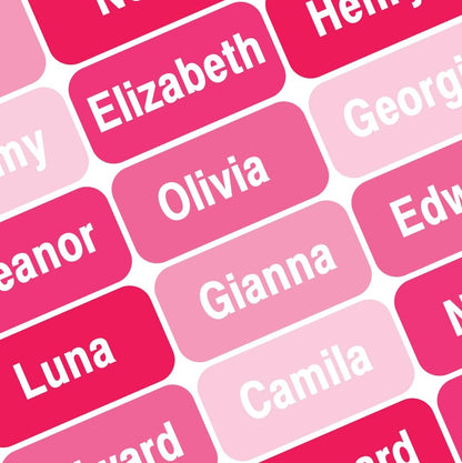 Personalized Waterproof Name Labels Press and Stick Custom Name Stick on Clothing Labels. Customized Up to 3 Lines Great for Camp & Daycare (Lovley Rose Pink)