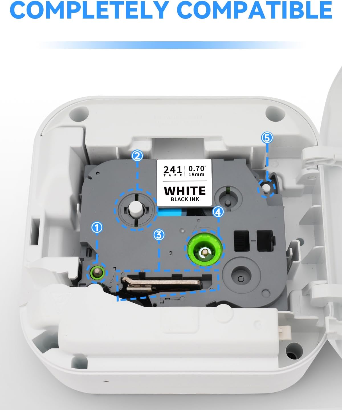 Compatible for Brother TZe-141 TZe-241 TZe-441 TZe-541 TZe-641 TZe-741 18mm 3/4 Inch TZ Laminated Tape for P Touch PT-D410 PT-D400 PT-D600 PT-D610BT PT-P700 PT-1830 Label Maker, 6-Pack