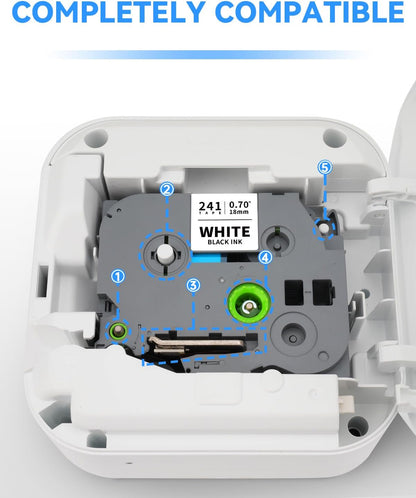 Compatible for Brother TZe-141 TZe-241 TZe-441 TZe-541 TZe-641 TZe-741 18mm 3/4 Inch TZ Laminated Tape for P Touch PT-D410 PT-D400 PT-D600 PT-D610BT PT-P700 PT-1830 Label Maker, 6-Pack