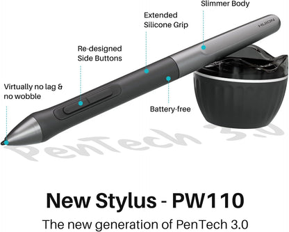 2023 HUION Inspiroy 2 Large Drawing Tablet, 10x6inch Art Tablet with Scroll Wheel 3-Set 8 Customized Keys Battery-Free Stylus, Graphics Tablet for Drawing, Design, Work with Mac, PC & Mobile, Black