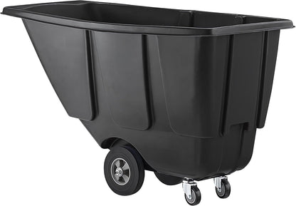 Commercial Rolling Waste Bin 0.5 Cubic Yard 450 lb., Black Tilt Truck, Construction Trash Recycling Trolley, Industrial Dump Cart Transportation, Garbage Wagon