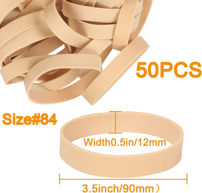 Size #84 Tactical Rubber Bands,Elastic Band Beige Rubber Band 50pcs Heavy Duty Wide For Office Home Supplies(3-1/2" x 1/2'')