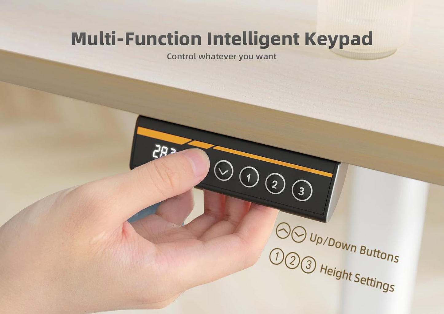 YDN Standing Desk with Keyboard Tray, 48 Inch Height Adjustable Desk with Cable Management, Natural Stand Up Desks for Home and Office, 48inch Natural